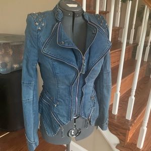 Shalang Studded Denim Jacket, Size XS, NWT